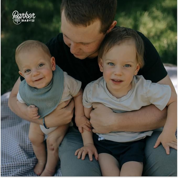 Parker Baby Muslin Bandana Drool Bibs | 100% Soft Muslin Cotton, Absorbent & Adjustable | Stylish Teething & Drooling Bibs