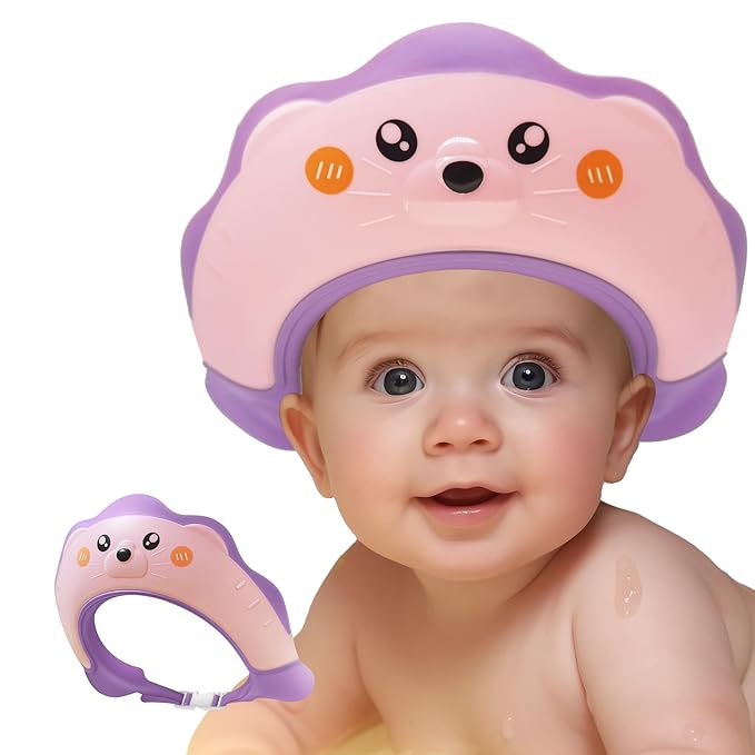 Cute Sea Lion Shower Shield Visor - Eye & Ear Protection for 0-9 Yrs, Pink