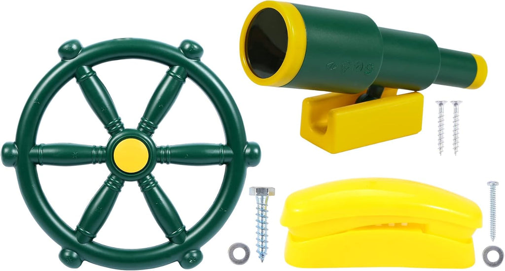 RedSwing Playground Accessories for Kids, Play Set Attachments with Pirate Ship Wheel, Telescope and Telephone for Outdoor Backyard, Swing Set Replacement for Treehouse, Easy to Set Up