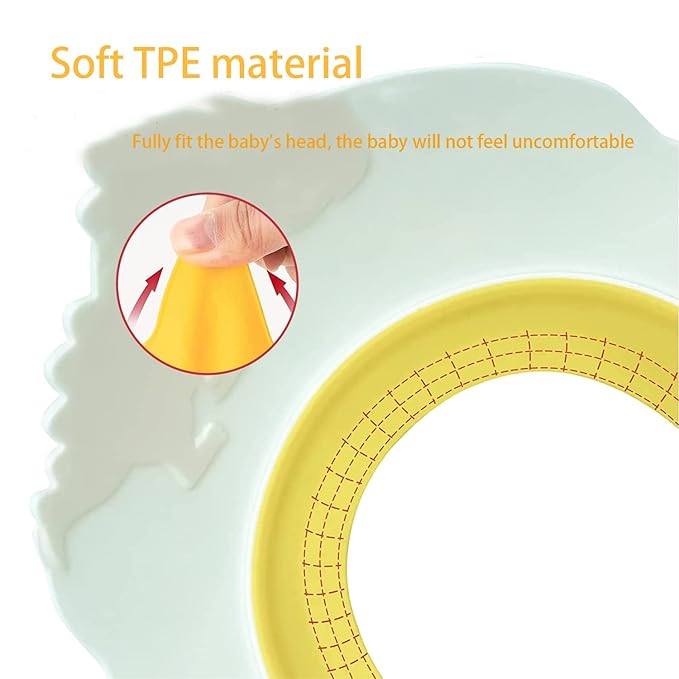 Baby Shower Cap Shield, Shower Cap for Kids, Visor Hat for Eye and Ear Protection for 0-9 Years Old Children,Cute Dinosaur/Crocodile/Hippo shape Makes the Baby Bath More Fun (Crocodile, Yellow)