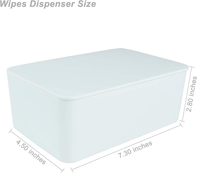 Diaper Wipes Dispenser, Tissue Storage Box Case, Wet Wipe Dispenser Holder with Lid for Home, Office, Cars (White)