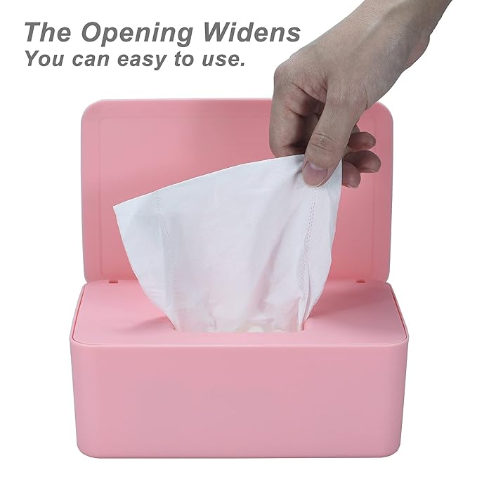 Diaper Wipes Dispenser, Baby Wipes Case, Baby Wipe Holder Keeps Diaper Wipes Fresh, Wipe Container with Non-Slip Feet (Pink)