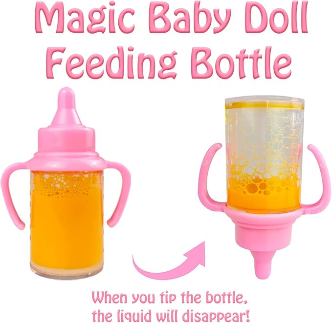 BNUZEIYI Baby Doll Accessories - Feeding and Caring Set With Diaper Bag, Bottles for Girls Toys Gift, Stuff Clothes Fit 14-16 Inch and 18 Inch Dolls