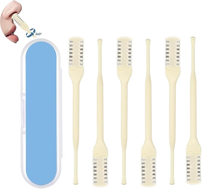 Nose Hair Trimmer for Women Men,2-in-1 Nasal Hair Cutter,2025 Upgrade Nose Hair Removal,360° Nostril Scissors Hair Remover Tool（6PCS）
