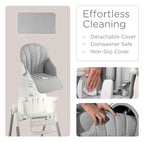 KÜB 3-in-1 Foldable Baby High Chair, 7 Height & 4 Recline Adjustable Seat & Tray for Easy Clean, 2 Locking Wheels, Multifunctional Infant High Chairs for Babies and Toddlers (Grey, with Toys)