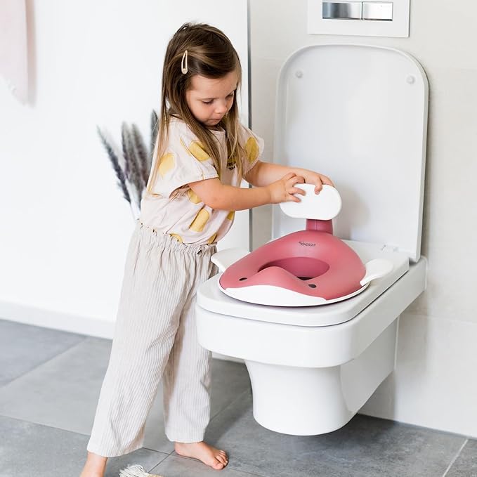 Kindsgut Potty Training Seat in whale design, designed in Germany, suitable for all toilet shapes non-slip toilet seat, Dusty Pink