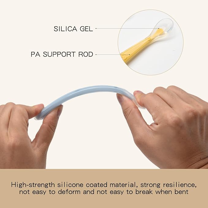 Silicone Baby Spoons for Baby Led Weaning, Spoons with Storage Box，Feeding Spoons for First Stage Baby Dishwasher Safe (Blue)