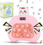 Quick Push Console Game, Pop Game Light up Fidget Toy, Handheld Puzzle Game Fast Push Bubble Game with Game Clearance Screen for Kids Teens Adults (Kitty)