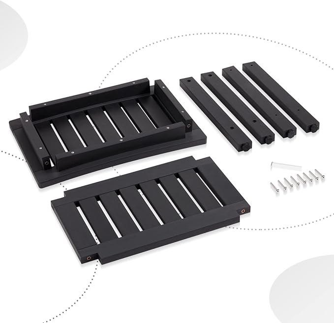 Psilvam Poly Lumber Shower Bench with Storage Shelf, Non-Slip Design, Water Resistant for Bathroom & Living Room (Black)