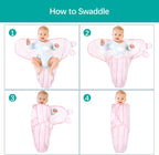 Biloban Baby Swaddle for Girls 0-3 Months, Cotton Blanket, Newborn Essentials, Lovely Pink Print, 4 Pack