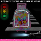 gxtvo Girls Rolling Backpack, Cute Butterfly Roller Wheels Kids Bookbag - Wheeled Elementary School Bag - 3PCS Butterfly