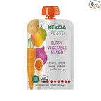 Kekoa Foods Curry Vegetable Mango Baby Food Purée | 100% USDA Certified-Organic, No Sugar Added | Organic, Non-GMO, Gluten-Free, Vegan | Mild Curry with Celery, Carrot & Potato | 3.5 oz Squeeze Pouch