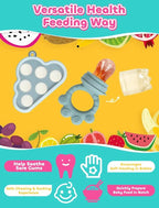 Baby Popsicle Molds & Food Feeder Set, Baby Fruit Feeder for Infant Teething Relief & Safe Infant Self Feeding 4 Months+ Starting Solids for Essentials (Green+Blue)