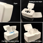 Wipes Dispenser Wipes Container Plastic Wet and Dry Tissue Box Simple Button-Type for Bathroom Home Office 6.68 x 2.36 x 4.13Inch