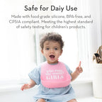 Baby Bib for Eating by Bella Tunno, Set of 2 Waterproof Silicone Bibs with Large Food Catcher, Adjustable Fit for Babies 4-12 months & Toddlers 1-3 Years, Boys & Girls, Dude & Mr Nice Guy