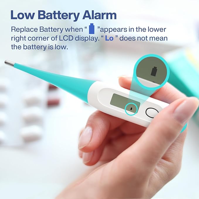 Boncare 10 Seconds Oral Thermometer for Adults and Kids - Accurate & Safe Rectal Thermometer for Baby with Fever Alarm, Digital Thermometer (Blue Green)