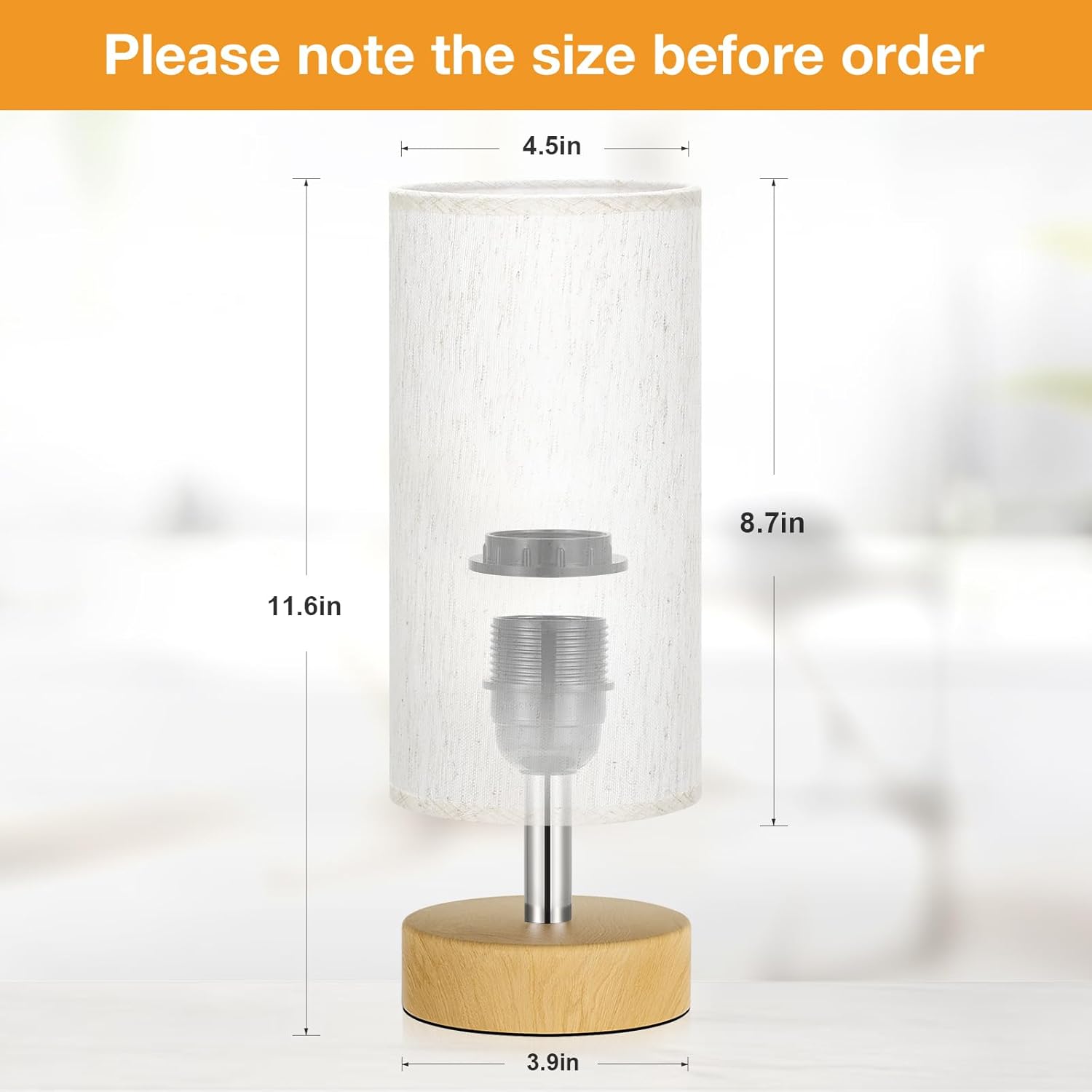 Small Table Lamp for Bedroom - Bedside & Desk Lamp, Minimalist Nightstand Light for Kids, Living & Office Room