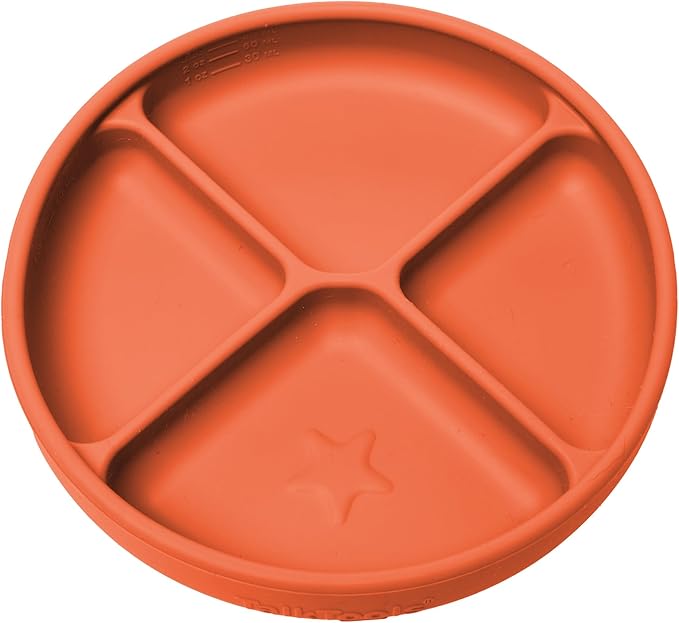 TalkTools Itsy Plate Must-Have Silicone Baby Plates with Suction | Non-Toxic Toddler Feeding Plate | Divided Portion | BPA-Free, Easy-Clean, Travel-Friendly Baby Dishware - Made in USA (Tangerine)