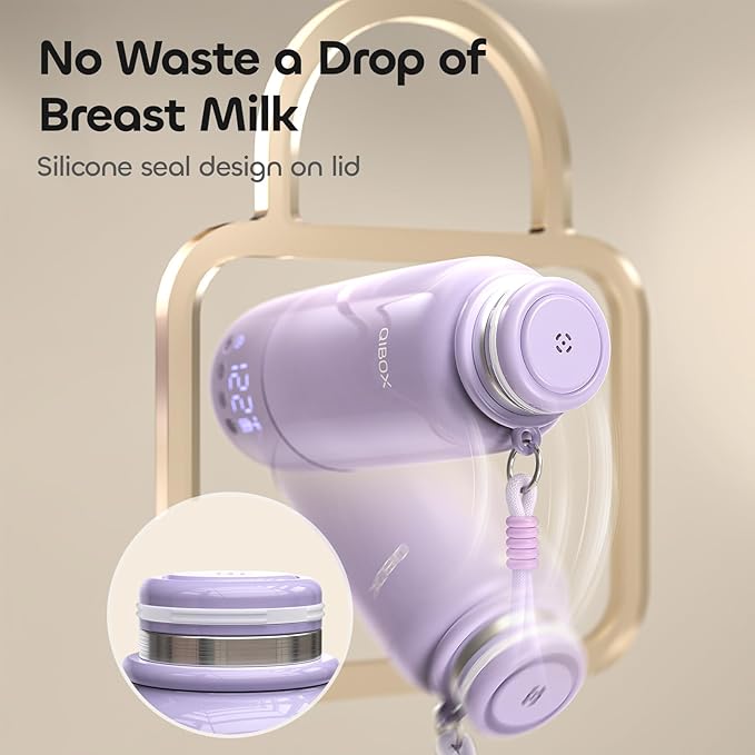 QIBOX Portable Bottle Warmer for Travel - 3Min Fast Heating of Breast Milk and Formula, 36W Fast Charge, 17 Ounces Large Capacity, Baby Bottle Warmer On The Go for Outdoor Airplane and Car