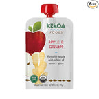 Kekoa Foods Apple & Ginger Baby Food Purée | 100% USDA Certified-Organic, No Sugar Added | Organic, Non-GMO, Gluten-Free, Vegan | Mild Ginger for Flavor Development | 3.5 oz Squeeze Pouch