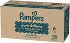 Pampers Swaddlers Diapers, Size 6 (23-44 lbs), 108 Count, Absorbent, Keeps Baby Dry and Comfortable, Skin Safe Disposable Baby Diaper (Packaging May Vary)