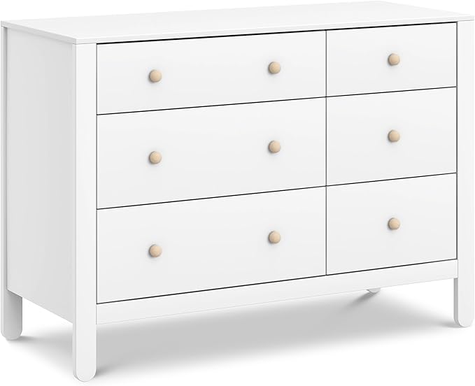 DaVinci Carter's Marisol 6-Drawer Dresser in White/Washed Natural, GREENGUARD Gold Certified