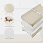 Baby Changing Pad, Waterproof & Wipeable Vegan Leather Diaper Changing Mat 31" x 16", Comfortable Soft Standard Size Infant Diaper Mat for Dresser and Table, Taupe (Beige)