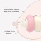 YOHKOH Natural Glass Baby Bottle with Natural Response Nipple, Newborn Anti-Colic Baby Bottles, Wide Neck Mushroom Cap Baby Bottle, Clear ((5.4oz (Pack of 2), Multicolour)