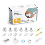 Inaya Magnetic Cabinet Locks for Baby Proofing, 6 Locks & 1 Key, Child Proof Magnet Locks for Cabinets & Drawers with Invisible Design, 3M Adhesive for Easy Installation - No Drill & Tools Needed