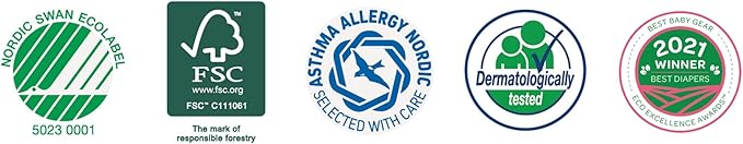 Bambo Nature Hypoallergenic Dream Baby Diapers, Premium Eco-Labeled Sustainable Diapers, Enhanced Leakage Protection, Totally Chlorine-free, Skin Friendly, and Super Absorbent - Size 1 (108 Count)