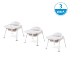 Foundations Secure Sitter Feeding Chairs Multipack, No-Tip Feet, 3-Point Adjustable Harness, Removable Tray, Easy to Clean, Stackable Feeding Chairs, 3 Pack (9 inch)