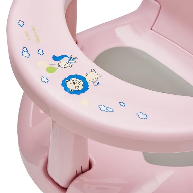 Foldable Bathtub Seat, Non Slip Baby Bath Chair - Surround Bathtub Seat with Suction Cups for Baby 6-18 Months (Pure Pink)