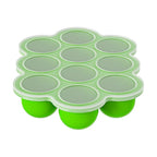 10 Cavities 2 OZ Portions Silicone Baby Food Freezer Tray with Lid,Ice Cube Trays & Molds,Baby Popsicle Mold,Egg Bite Molds,for Freezing and Baking Breast Milk,ice Cube,Egg Bites (Green)