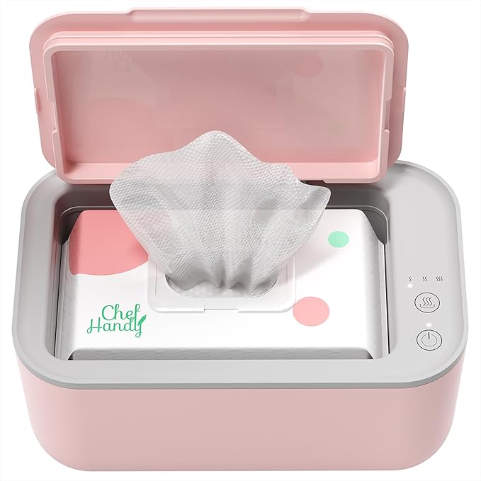 Chefhandy Baby Wipe Warmer, 3-Level Temperature Control, Quiet & Even Heating, Large Capacity for Easy Diaper Changes, Pink