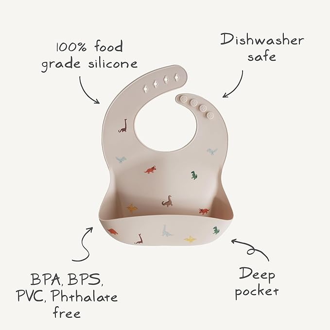 mushie Silicone Baby Bib | Adjustable Fit Waterproof Bibs (Powder Blue)
