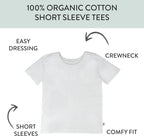 HonestBaby 5-Pack Short Sleeve T-Shirts 100% Organic Cotton Baby, Toddler, Little Kid, Boy, Girl, Unisex