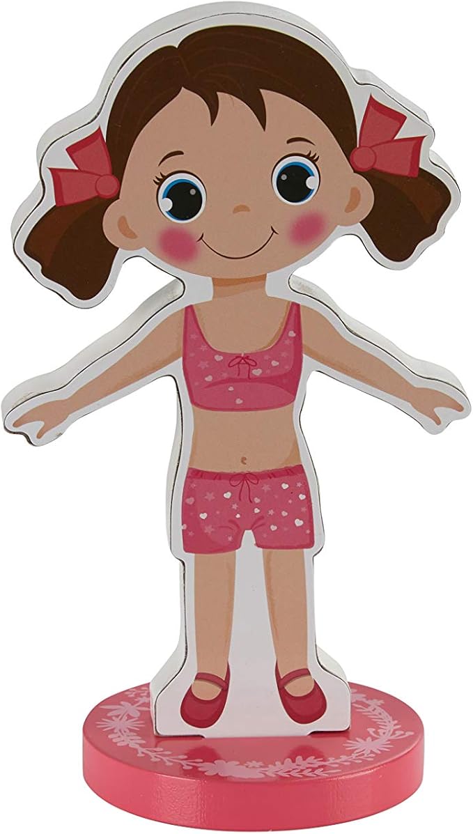 TOYSTER'S Magnetic Wooden Dress-Up Dolls Toy | Pretend Play Set Includes: 1 Wood Doll with 30 Assorted Costume Dress Ideas | Not Your Average Paper Doll | Great Gift Idea for Little Girls 3+