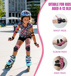 Knee Pads Elbow Pads Wrist Guards Set for Kids,Upgraded Protective Gear for Toddle 4-12 Boys or Girls Children Roller Skating Scooter Skateboarding Bike Roller Blade