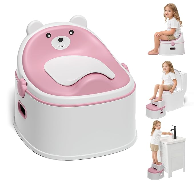 3-in-1 Toddler Potty Training Toilet for Boys & Girls - Convertible Potty Chair with Step Stool for Toddlers 1-3, Anti-Slip Design Toddler Toilet Seat - Removable & Easy to Clean