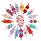 FZBNSRKO Baby Girls Floral Headbands Set,10 Pack Mixed Baby Chiffon Headbands Baby Girl Flower Headband Elastic Hairband for Newborn Toddler Hair Accessories(3 flowers)