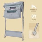 KARAOK Foldable Baby Changing Table with Wheels, Portable Diaper Changing Station with Large Storage Bag & 4-Level Adjustable Height for Newborn, Infant