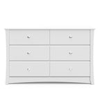 Storkcraft Crescent 6 Drawer Double Dresser (White) – GREENGUARD Gold Certified, Nursery Dresser for Kids Bedroom