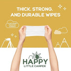 Happy Little Camper Natural Flushable Wipes - Hypoallergenic Wet Wipes with Aloe Vera, Chamomile and Pomegranate Extract - Unscented Baby Wipes Safe for Sensitive Skin - 600 Count