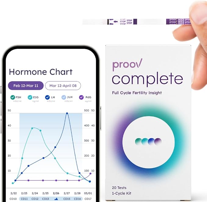Proov Complete Fertility Monitor | at Home Lab-Quality Fertility Test Kit for Family Planning | Hormone Tracker for FSH, Estrogen Marker, LH, and Progesterone Marker | Ovulation Test Strips for Women