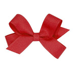 Wee Ones Girls' Plain Wrap Classic Grosgrain Hair Bows on a WeeStay No-Slip Hair Clip, Handmade, Tiny, Red