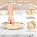 Stainless Steel Baby Plate and Bowl with Suction, Baby Bowl and Divided Kids Toddler Plate with Removable Silicone Shell, Non-Slip Toddler Baby Feeding Set, Forks + Spoons Included-Cream