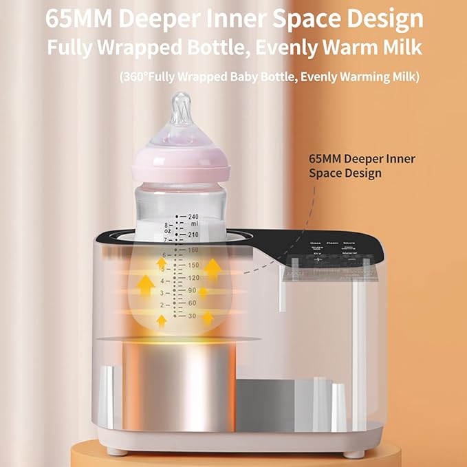 Baby Bottle Warmer, Waterless Bottle Warmer with Shake Function, Fast Milk Warmer for Breastmilk, Portable Bottle Warmer Baby Food Heater & Defroster Warmer for Home (Champagne)
