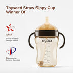 thyseed PPSU Weighted Straw Cup with Handles Toddlers Transition Bottles to Sippy Cups No Spill Learner Milk Water Baby Bottle Soft Silicone Spout Dishwasher Safe BPA Free 6+ Months 10oz/300mL 1 Pack