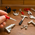 17PCS 1:12 Miniature Doll House Tools Metal Home Repair Multi-Tool Model Set Fun for Party Dollhouse Decoration Accessories Mini Yard Supplies Creative Pretend Toy (Tool)