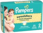 Pampers Swaddlers Diapers, Size 2 (10-22 lbs), 29 Count, Absorbent, Keeps Baby Dry and Comfortable, Skin Safe Disposable Baby Diaper (Packaging May Vary)